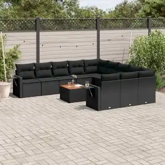 ManoMano 12-tlg. Garten-Sofagarnitur mit Kissen Schwarz Poly Rattan vidaXL20911 Angebot