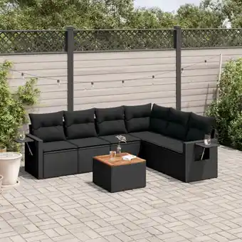 ManoMano 7-tlg. Garten-Sofagarnitur mit Kissen Schwarz Poly Rattan vidaXL55816 Angebot