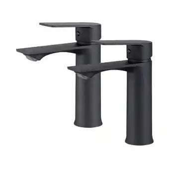 ManoMano 2PCS Wasserhahn Bad Schwarz Waschtischarmatur Mischbatterie Bad Armatur Badezimmer Waschbeckenarmatur Einhebelmischer Matt Sc Angebot