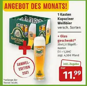 Markgrafen 1 Kasten Kapuziner Weißbier Angebot