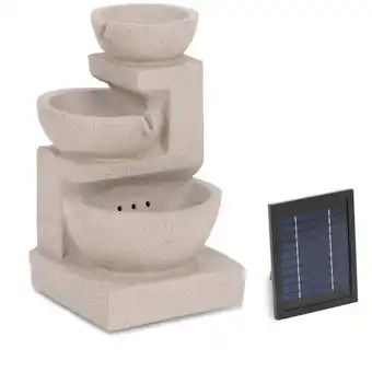 ManoMano Hillvert - Solar Gartenbrunnen Solarbrunnen Zierbrunnen Wasserspiel 3 Schalen auf Mauer led Angebot