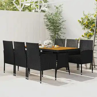 ManoMano Maisonchic - 7-tlg. Garten-Essgruppe, Gartenmöbel, Sitzgruppe Gartenset Poly Rattan Schwarz LLOAQ337805 Angebot