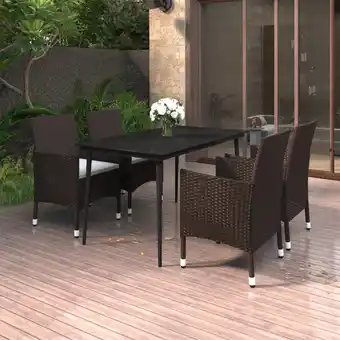 ManoMano 5-tlg. Garten-Essgruppe, Gartenmöbel, Sitzgruppe Gartenset mit Auflagen Poly Rattan und Glas LLOAQ792390 Maisonchic Angebot