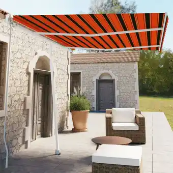 ManoMano Standmarkise Einziehbar Handbetrieben, Freistehende Markise, Gartenpavillon 350x250 cm Orange/Braun KLI88446 Maisonchic Angebot