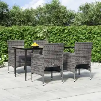 ManoMano 5-tlg. Garten-Essgruppe, Gartenmöbel, Sitzgruppe Gartenset mit Kissen Grau und Schwarz LLOAQ681722 Maisonchic Angebot