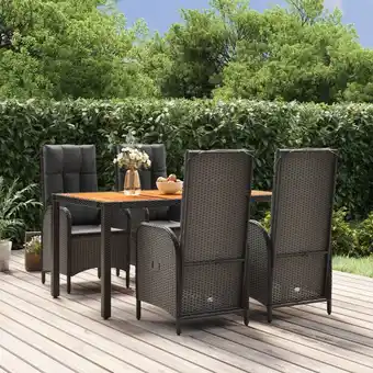 ManoMano 5-tlg. Garten-Essgruppe,Gartenmöbel Set mit Kissen Schwarz Poly Rattan vidaXL Angebot