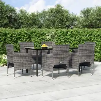 ManoMano 7-tlg. Garten-Essgruppe, Gartenmöbel, Sitzgruppe Gartenset mit Kissen Grau und Schwarz LLOAQ141636 Maisonchic Angebot