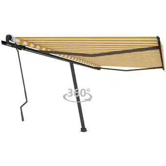 ManoMano Standmarkise Einziehbar Handbetrieben, Freistehende Markise, Gartenpavillon 400x300 cm Gelb/Weiß KLI85001 Maisonchic Angebot