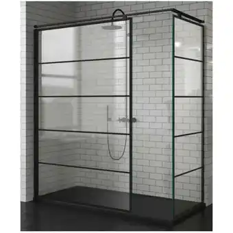 ManoMano Kuadra Stripes Walk In Dusche 80x200cm Klares Glas/Matt Schwarz - Novellini Angebot