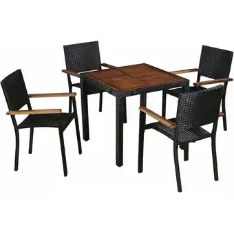 ManoMano 5-tlg. Garten-Essgruppe,Gartenmöbel Set Poly Rattan Akazie Massivholz Schwarz vidaXL Angebot