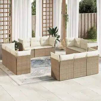 ManoMano 12-tlg. Garten-Sofagarnitur mit Kissen Beige Poly Rattan vidaXL199913 Angebot