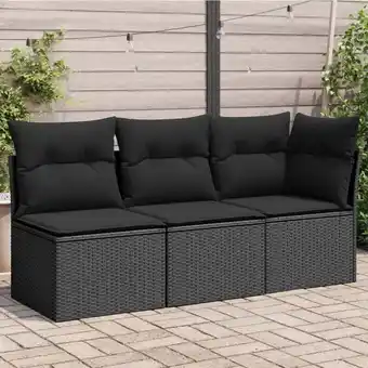 ManoMano Bonnevie - Gartensofa mit Kissen 3-Sitzer Schwarz Poly Rattan vidaXL397119 Angebot