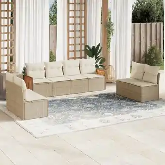 ManoMano 8-tlg. Garten-Sofagarnitur mit Kissen Beige Poly Rattan vidaXL83257 Angebot