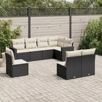 ManoMano 8-tlg. Garten-Sofagarnitur mit Kissen Schwarz Poly Rattan vidaXL933590 Angebot