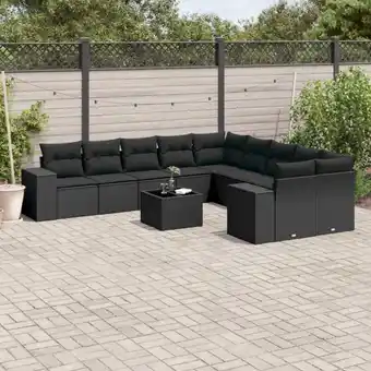 ManoMano 11-tlg. Garten-Sofagarnitur mit Kissen Schwarz Poly Rattan vidaXL85190 Angebot