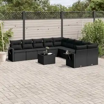 ManoMano 11-tlg. Garten-Sofagarnitur mit Kissen Schwarz Poly Rattan vidaXL22528 Angebot