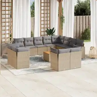 ManoMano 13-tlg. Garten-Sofagarnitur mit Kissen Beige Poly Rattan vidaXL32521 Angebot