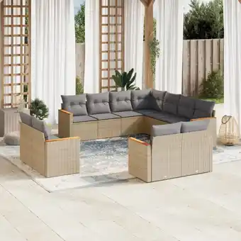 ManoMano 11-tlg. Garten-Sofagarnitur mit Kissen Beige Poly Rattan vidaXL82221 Angebot