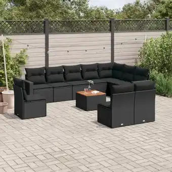 ManoMano 11-tlg. Garten-Sofagarnitur mit Kissen Schwarz Poly Rattan vidaXL61695 Angebot