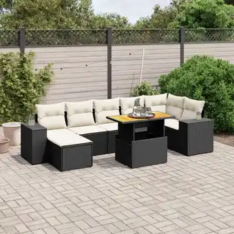 ManoMano 8-tlg. Garten-Sofagarnitur mit Kissen Schwarz Poly Rattan vidaXL71623 Angebot