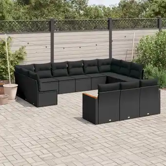 ManoMano 13-tlg. Garten-Sofagarnitur mit Kissen Schwarz Poly Rattan vidaXL52276 Angebot