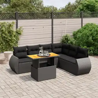 ManoMano 7-tlg. Garten-Sofagarnitur mit Kissen Schwarz Poly Rattan vidaXL83159 Angebot