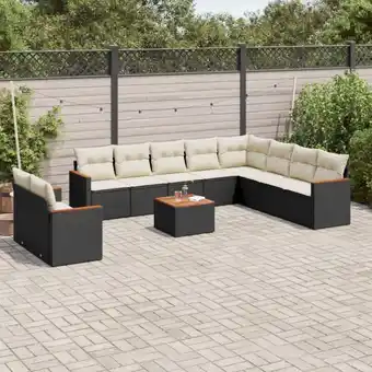 ManoMano 11-tlg. Garten-Sofagarnitur mit Kissen Schwarz Poly Rattan vidaXL46646 Angebot