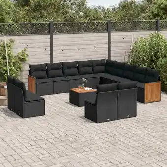 ManoMano 14-tlg. Garten-Sofagarnitur mit Kissen Schwarz Poly Rattan vidaXL40158 Angebot