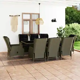 ManoMano 9-tlg. Garten-Essgruppe,Gartenmöbel Set mit Auflagen Poly Rattan Braun vidaXL Angebot