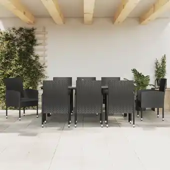 ManoMano 9-tlg. Garten-Essgruppe,Gartenmöbel Set,Terrassen/Balkon/Outdoor-Essgruppe Schwarz Poly Rattan und Stahl AGHDE922655 Maisonch Angebot