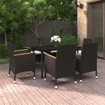 ManoMano 7-tlg. Garten-Essgruppe mit Auflagen Poly Rattan und Glas vidaXL532692 Angebot