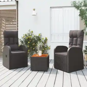 ManoMano 3-tlg. Garten-Lounge-Set Gartenmöbel-Set Terrassen-Sitzgruppe Schwarz Poly Rattan Massivholz Akazie ZDEH18615 Maisonchic Angebot