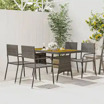 ManoMano Bonnevie - 5-tlg. Garten-Essgruppe,Gartenmöbel Set Poly Rattan Grau vidaXL Angebot