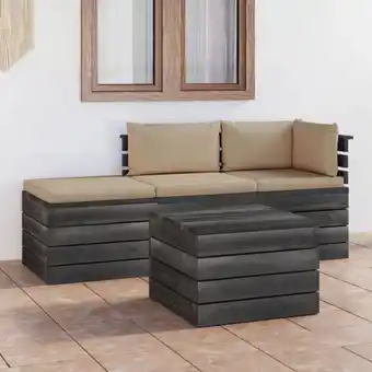 ManoMano 4-tlg. Garten-Sofagarnitur Gartenmöbel-Set Sitzgruppe Garten-Lounge-Set aus Paletten mit Kissen Kiefernholz FRJR239928 Maison Angebot