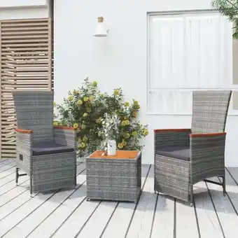 ManoMano 3-tlg. Garten-Lounge-Set Gartenmöbel-Set Terrassen-Sitzgruppe Grau Poly Rattan & Massivholz Akazie ZDEH33784 Maisonchic Angebot