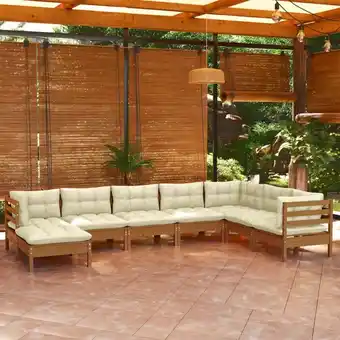 ManoMano 8-tlg. Garten-Lounge-Set Gartenmöbel-Set Terrassen-Sitzgruppe mit Kissen Honigbraun Kiefernholz ZDEH68643 Maisonchic Angebot