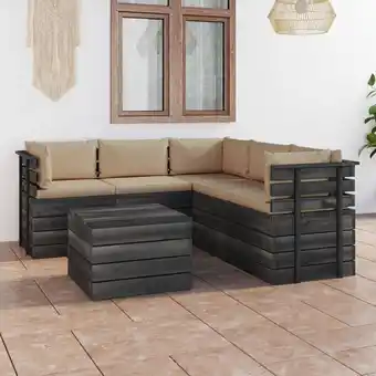 ManoMano 6-tlg. Garten-Sofagarnitur Gartenmöbel-Set Sitzgruppe Garten-Lounge-Set aus Paletten mit Kissen Kiefernholz FRJR331839 Maison Angebot