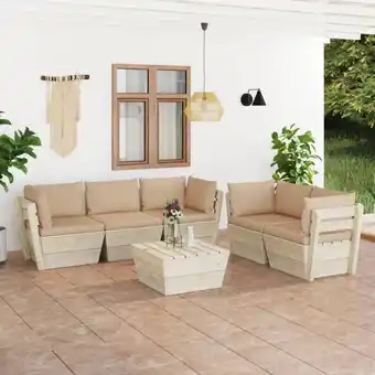 ManoMano 6-tlg. Garten-Sofagarnitur Gartenmöbel-Set Sitzgruppe Garten-Lounge-Set aus Paletten mit Kissen Fichtenholz FRJR595889 Maison Angebot