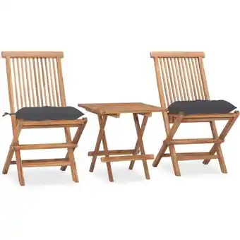 ManoMano 3-tlg. Garten-Essgruppe Gartenmöbel Set Terrassen/Balkon/Outdoor-Essgruppe mit Kissen Klappbar Massivholz Teak ETHJ364252 Mai Angebot