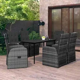 ManoMano 7-tlg. Garten-Essgruppe Gartenmöbel Set Terrassen/Balkon/Outdoor-Essgruppe mit Auflagen Grau ETHJ764752 Maisonchic Angebot