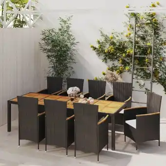 ManoMano Maisonchic - 9-tlg. Garten-Essgruppe Gartenmöbel Set Terrassen/Balkon/Outdoor-Essgruppe mit Kissen Poly Rattan Schwarz ETHJ11 Angebot