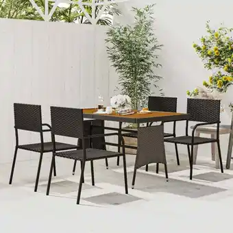 ManoMano 5-tlg. Garten-Essgruppe Gartenmöbel Set Terrassen/Balkon/Outdoor-Essgruppe Poly Rattan Schwarz ETHJ773121 Maisonchic Angebot