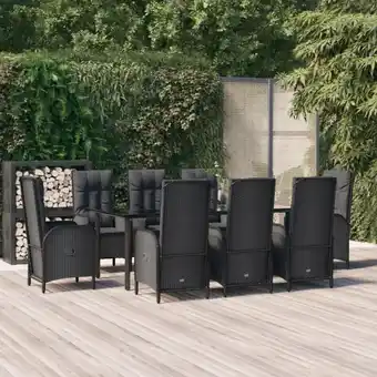 ManoMano 9-tlg. Garten-Essgruppe Gartenmöbel Set Terrassen/Balkon/Outdoor-Essgruppe mit Kissen Schwarz Poly Rattan ETHJ868485 MaisonCh Angebot