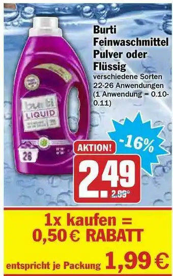 Hit Burti Feinwaschmittel Pulver Oder Flüssig Angebot