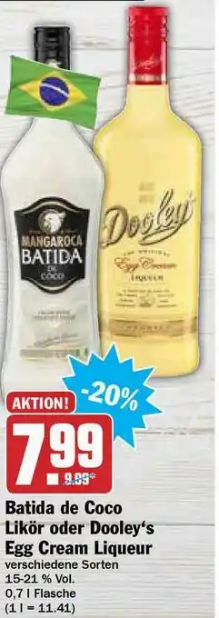 Hit Batida De Coco Likör Oder Dooley's Egg Cream Liqueur Angebot