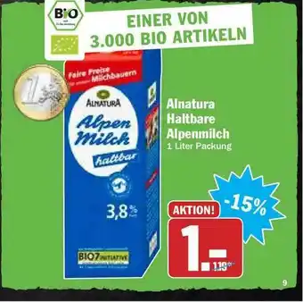 Hit Alnatura Haftbare Alpenmilch Angebot