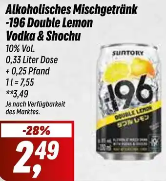 Simmel Alkoholisches Mischgetränk -196 Double Lemon Vodka & Shochu 0,33 Liter Dose Angebot