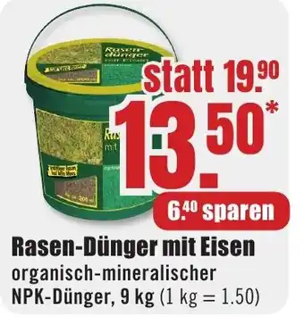 B1 Discount Baumarkt Rasen-Dünger mit Eisen organisch-mineralischer NPK-Dünger, 9 kg Angebot