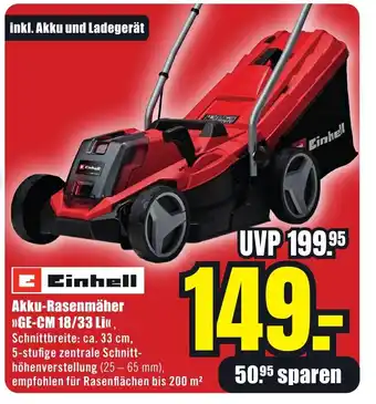 B1 Discount Baumarkt Einhell Akku-Rasenmäher »GE-CM 18/33 Li« Angebot