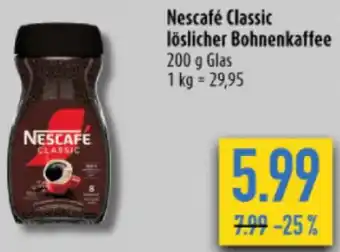 diska Nescafé Classic löslicher Bohnenkaffee 200 g Glas Angebot